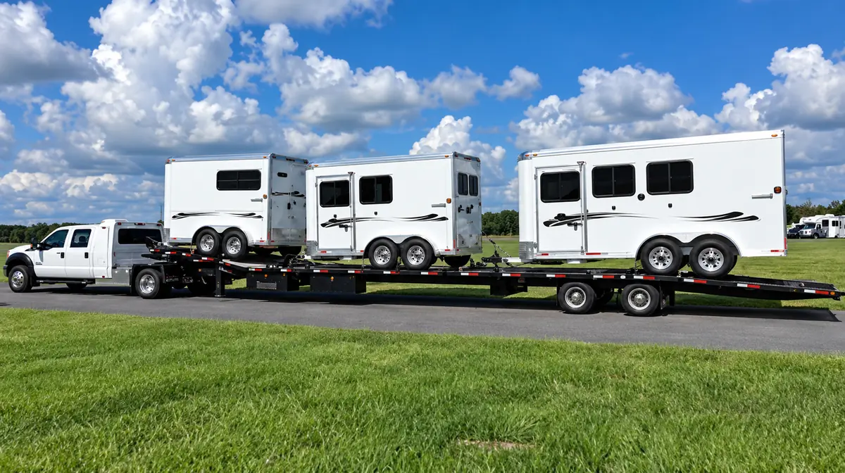 Horse trailers being transported